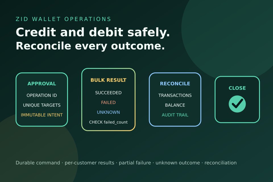 رسم تقني أصلي لحملة محافظ زد تمر عبر الموافقة وCommand Ledger ونتائج Bulk لكل عميل ثم المطابقة؛ وليس لقطة من لوحة زد.